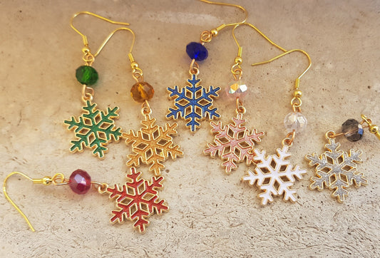 Handmade Snowflake Earrings - Hypoallergenic Christmas Earrings for Sensitive Ears