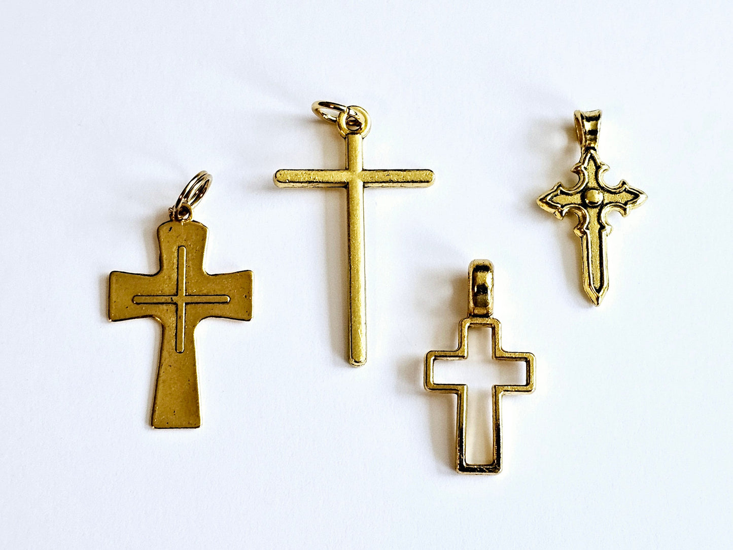 Distressed Gold Cross Pendants - First Communion Confirmation Graduation Easter Gift