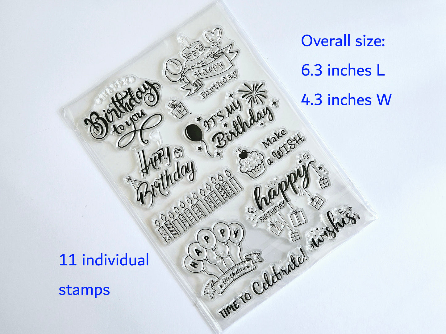 Happy Birthday Clear Stamp Set - Scrapbooking Stamp Set for Handmade Cards