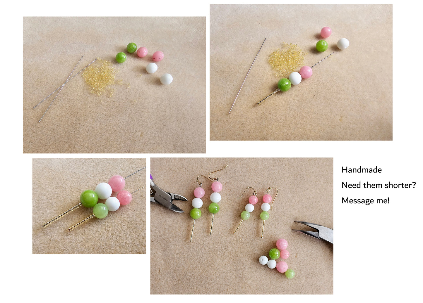 Handmade Gemstone Dango Earrings - Hypoallergenic Cute Mini Food Jewelry