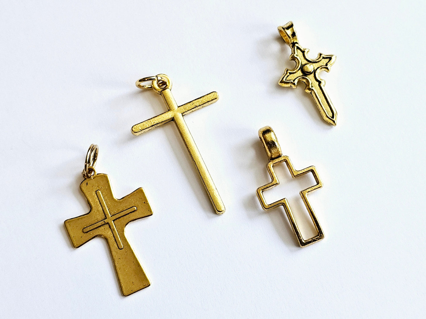 Distressed Gold Cross Pendants - First Communion Confirmation Graduation Easter Gift