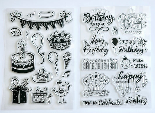 Happy Birthday Clear Stamp Set - Scrapbooking Stamp Set for Handmade Cards