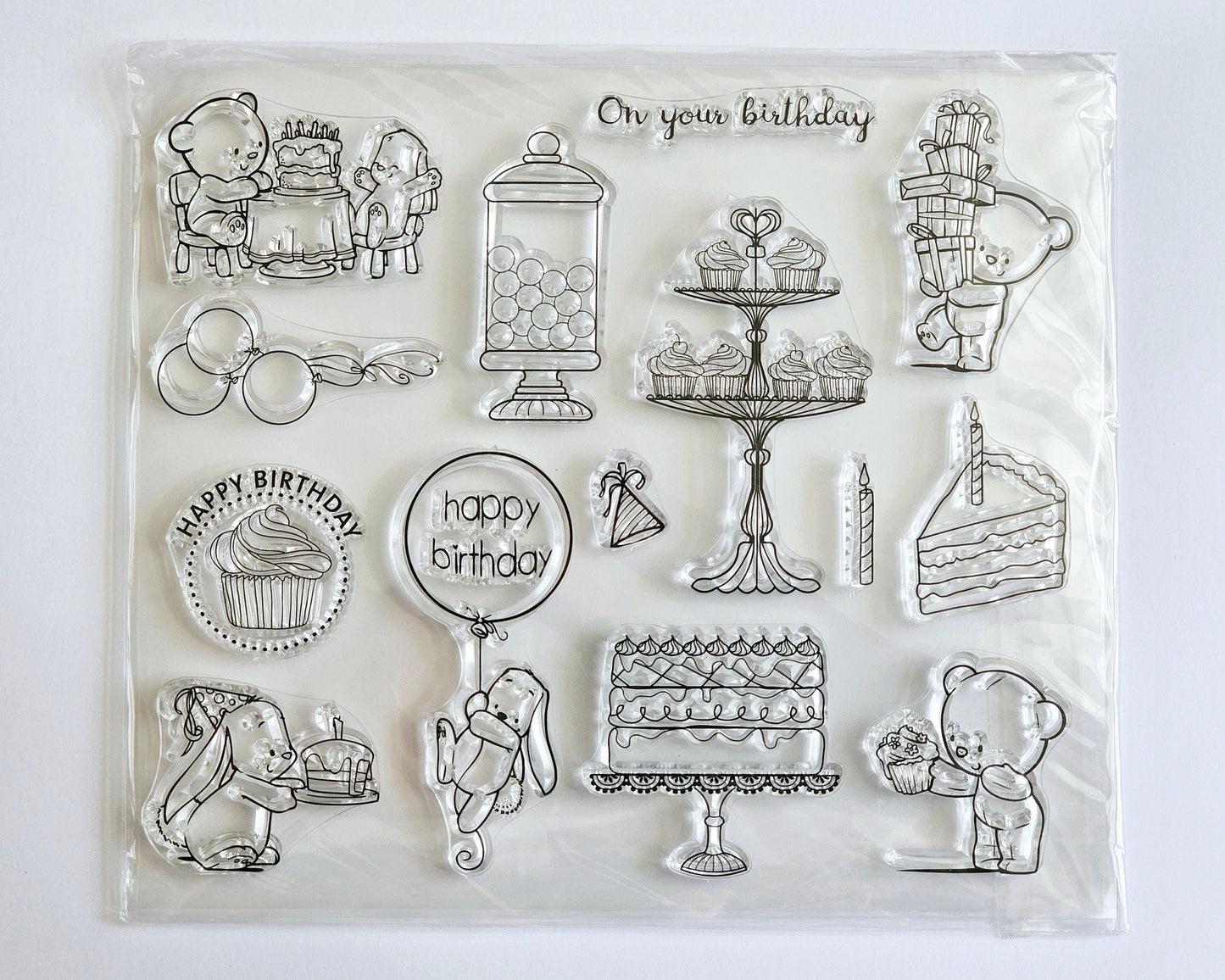 Happy Birthday Clear Stamp Set for Handmade Cards and Scrapbooking - Paper Crafter Gift