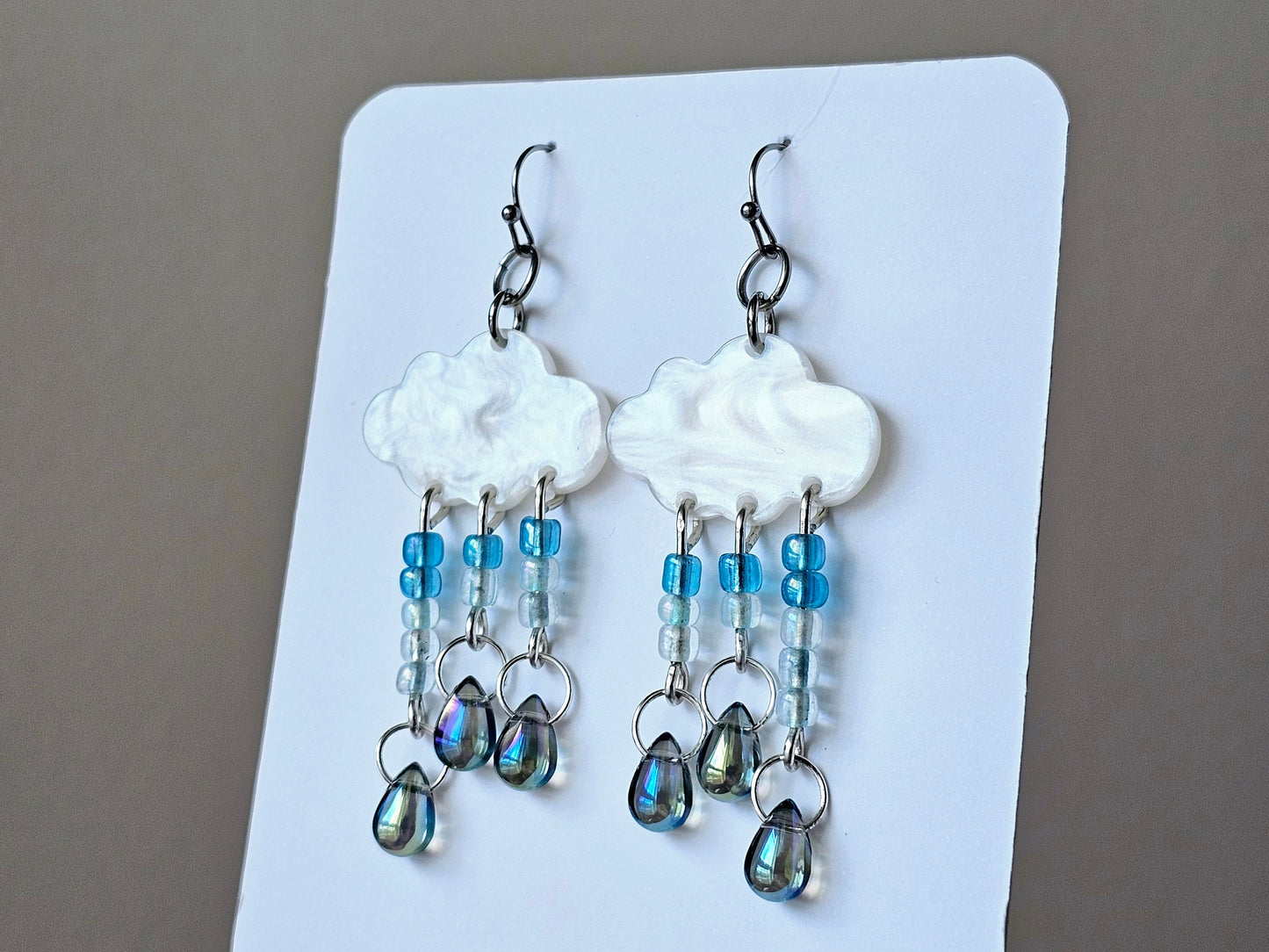 Rainstorm Rain Cloud Earrings - Handmade Hypoallergenic Earrings - Mothers Day Gift for Mom