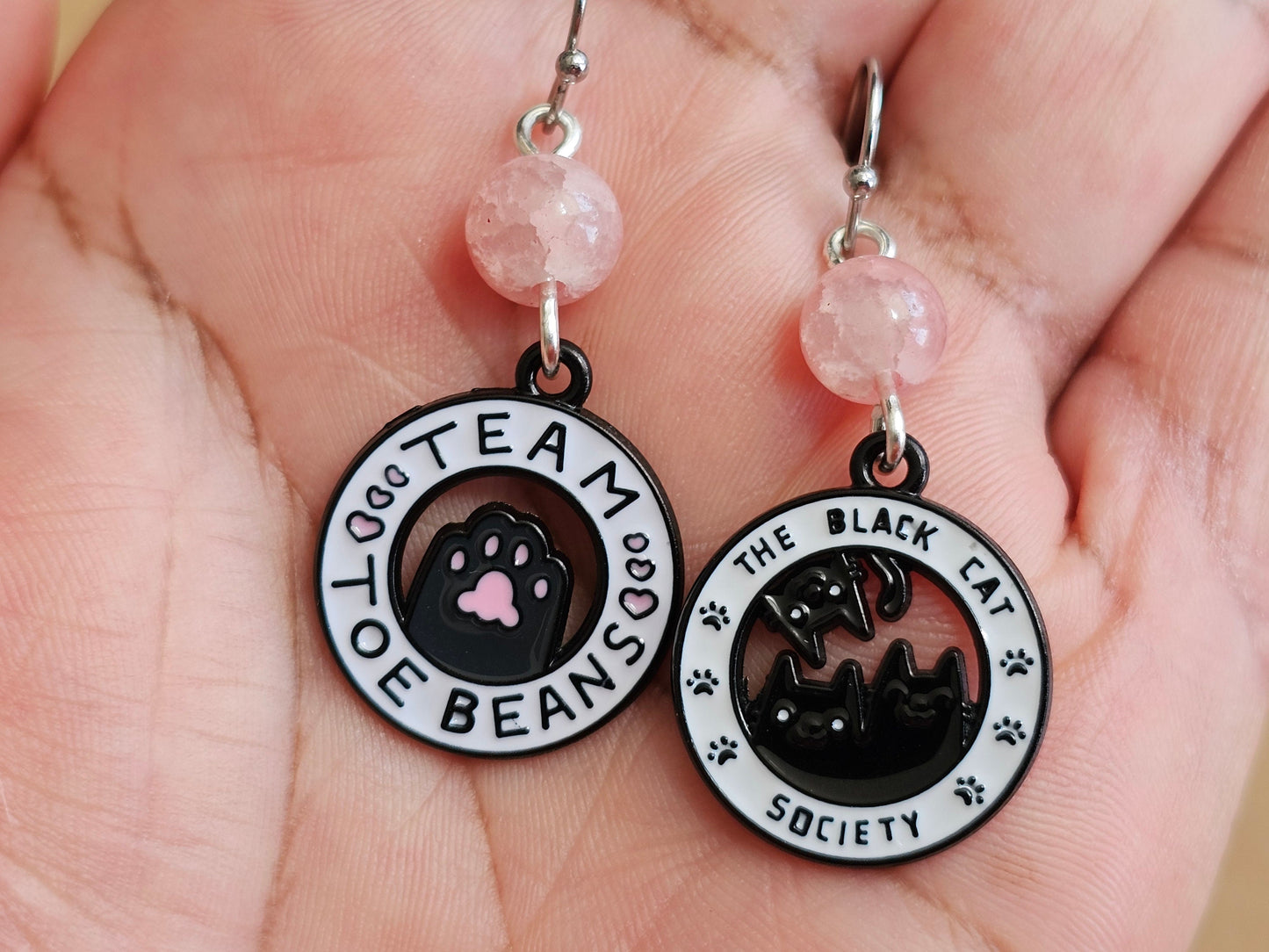 Handmade Toe Bean Earrings Mismatched Black Cat Earrings Witchy Cat Gifts Birthday Gift for Mom Graduation Gift for Teacher Mothers Day SALE