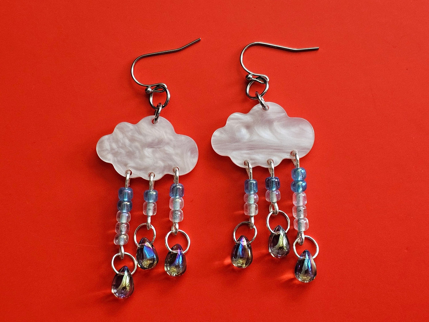 Rainstorm Rain Cloud Earrings - Handmade Hypoallergenic Earrings - Mothers Day Gift for Mom