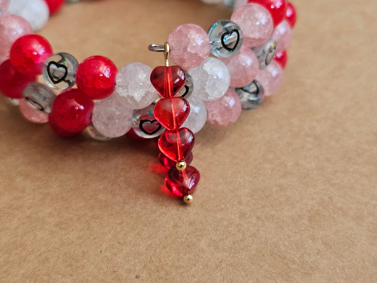 Handmade Heart Bracelet Red White Pink Beaded Wrap Around Love Bracelet Birthday Gift for Wife Graduation Gift for Teacher Sister Gift SALE