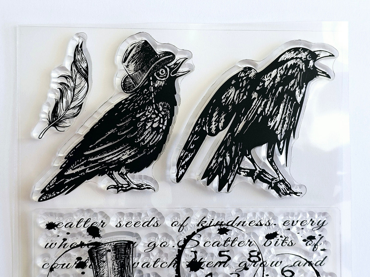 crow and raven stamps feather stamp