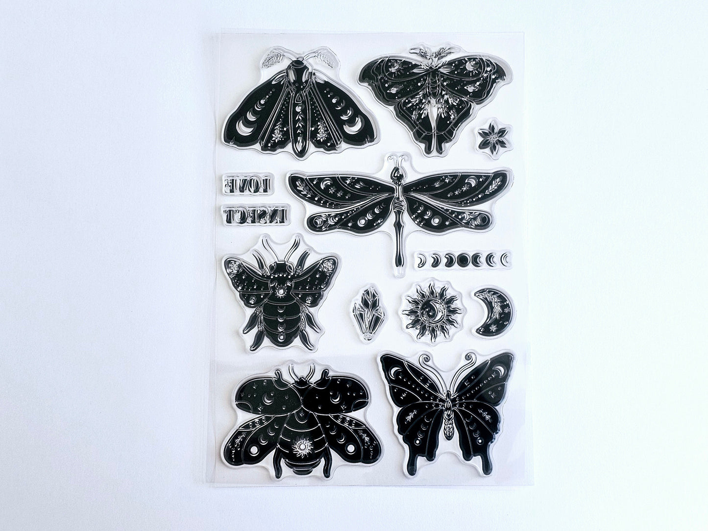 Halloween Stamp Set - Insect Clear Stamp Set - Bug Stamps for Handmade Cards and Scrapbooking - Witchy Stamps