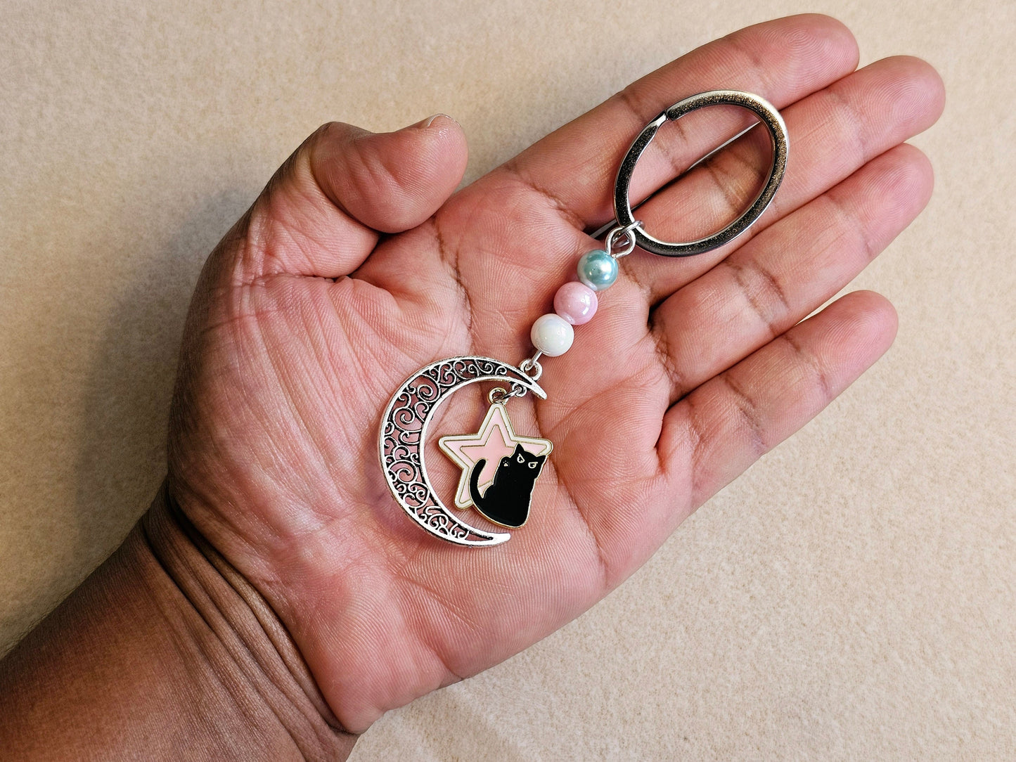 Trans Pride LGBTQ Pride Keyring, Cat Keyring Dog Keychain, Crescent Moon Keychain, Star Keyring