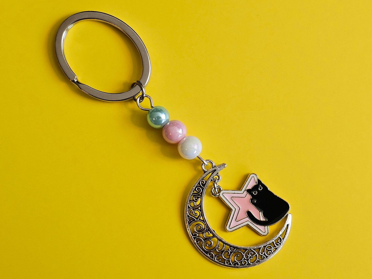 Trans Pride LGBTQ Pride Keyring, Cat Keyring Dog Keychain, Crescent Moon Keychain, Star Keyring