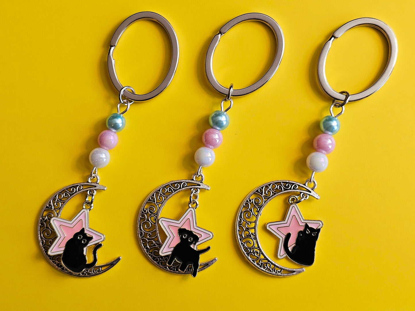 Trans Pride LGBTQ Pride Keyring, Cat Keyring Dog Keychain, Crescent Moon Keychain, Star Keyring