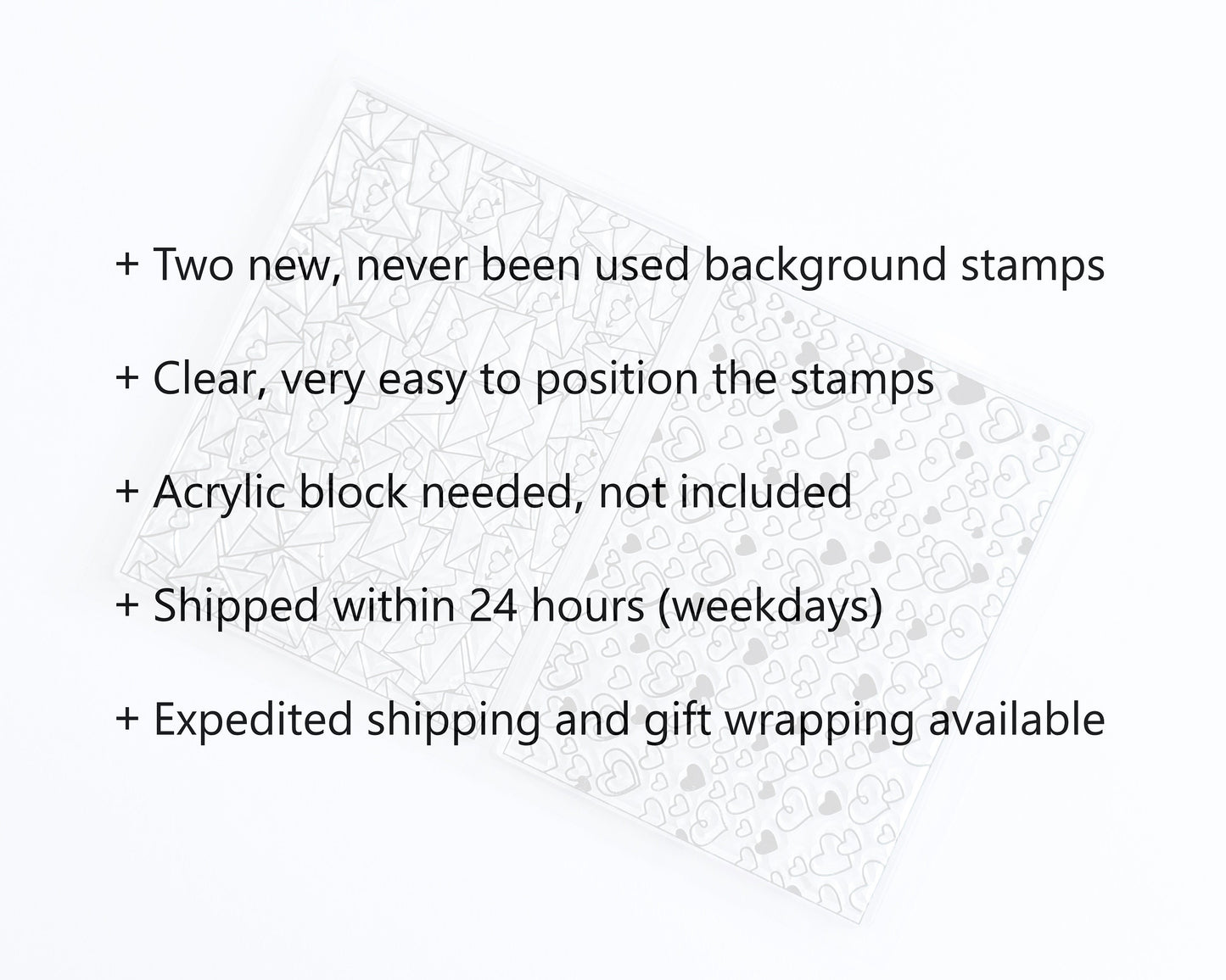 Hearts Background Stamp - Envelope Background Stamp - Clear Stamp Set for Postcrossing and Handmade Cards