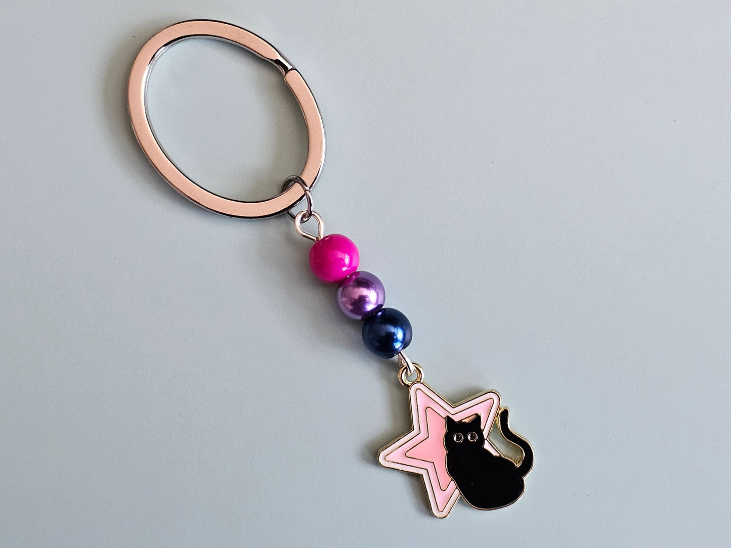 Bisexual Pride Keychain Cat Keyring Dog Key Fob LGBTQ+ Pride Star Keychain