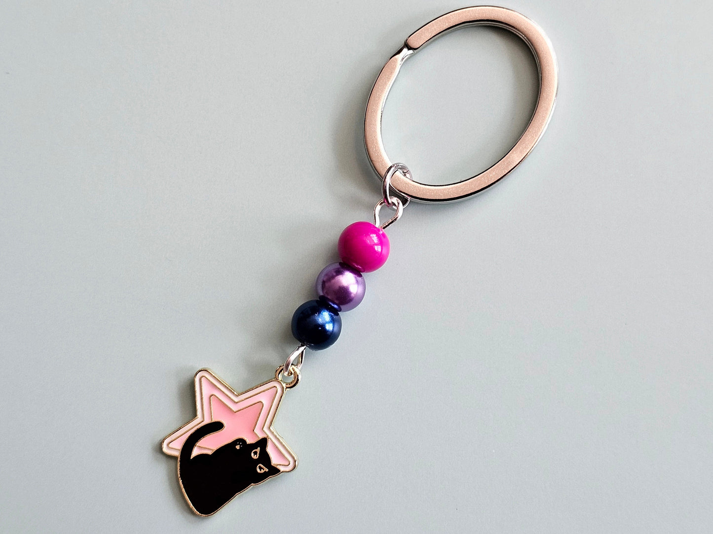 Bisexual Pride Keychain Cat Keyring Dog Key Fob LGBTQ+ Pride Star Keychain