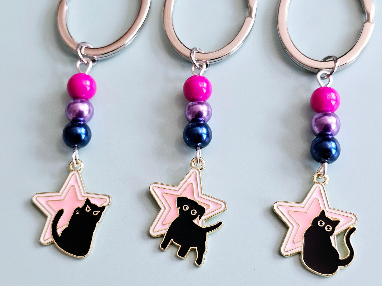 Bisexual Pride Keychain Cat Keyring Dog Key Fob LGBTQ+ Pride Star Keychain