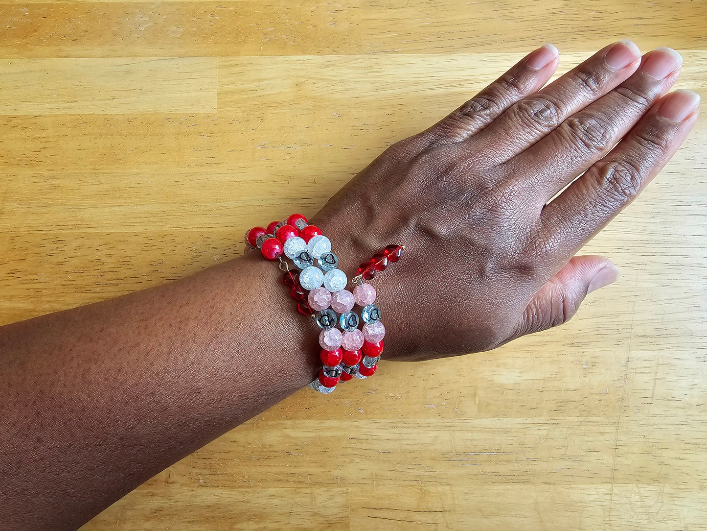 Handmade Heart Bracelet Red White Pink Beaded Wrap Around Love Bracelet Birthday Gift for Wife Graduation Gift for Teacher Sister Gift SALE