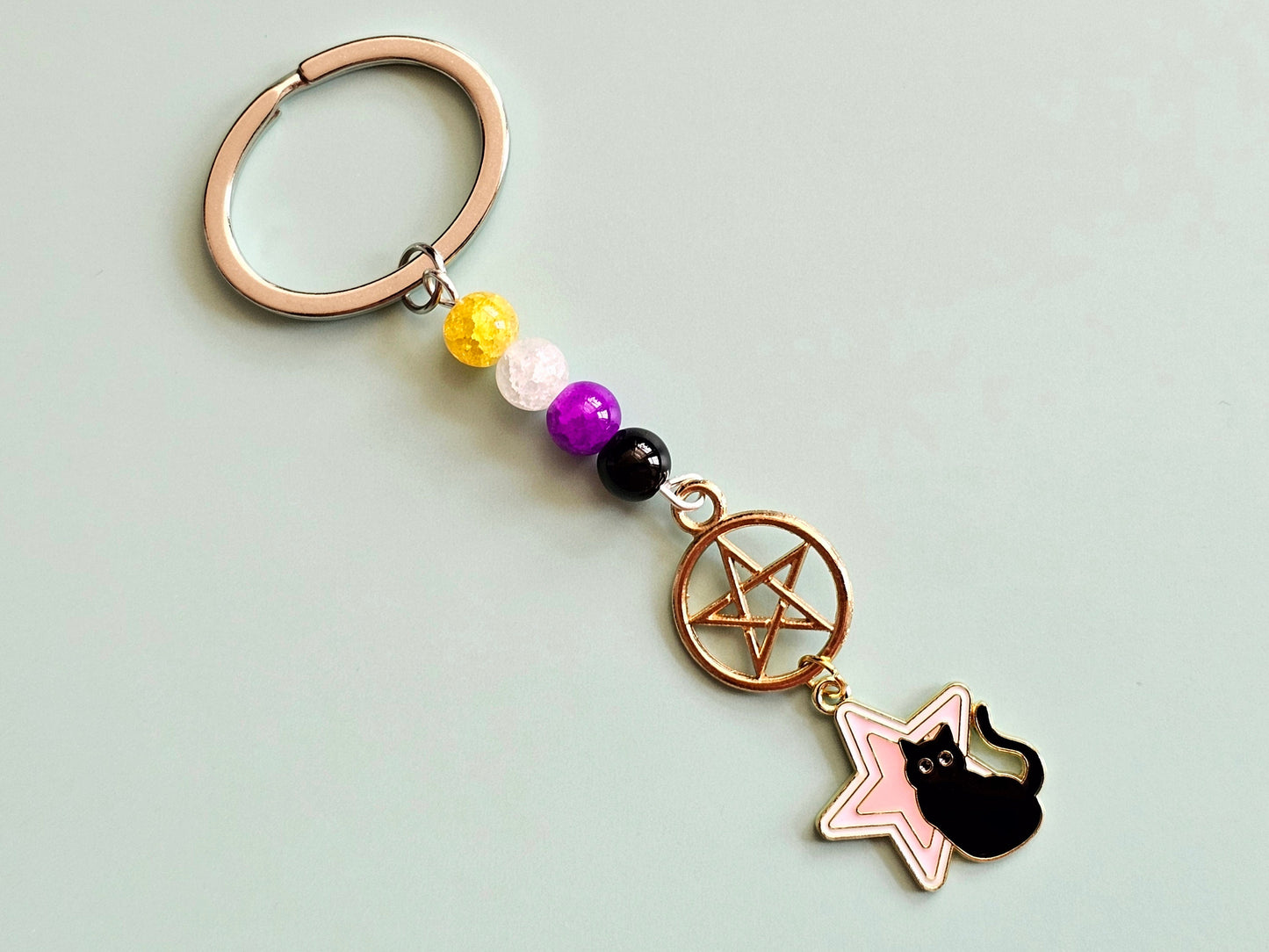 Nonbinary pentagram keyring.