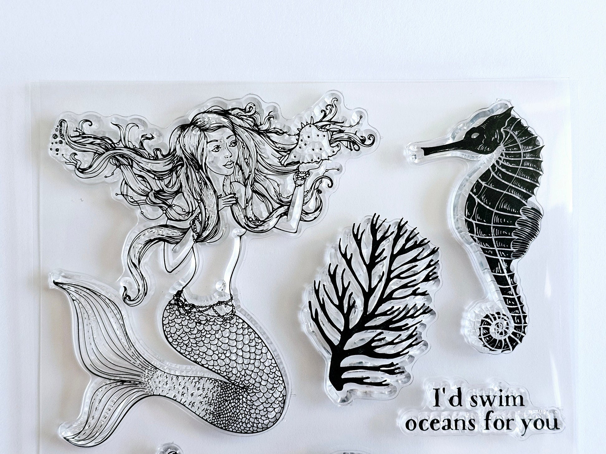 Mermaid stamp seahorse stamp coral stamp greeting stamp