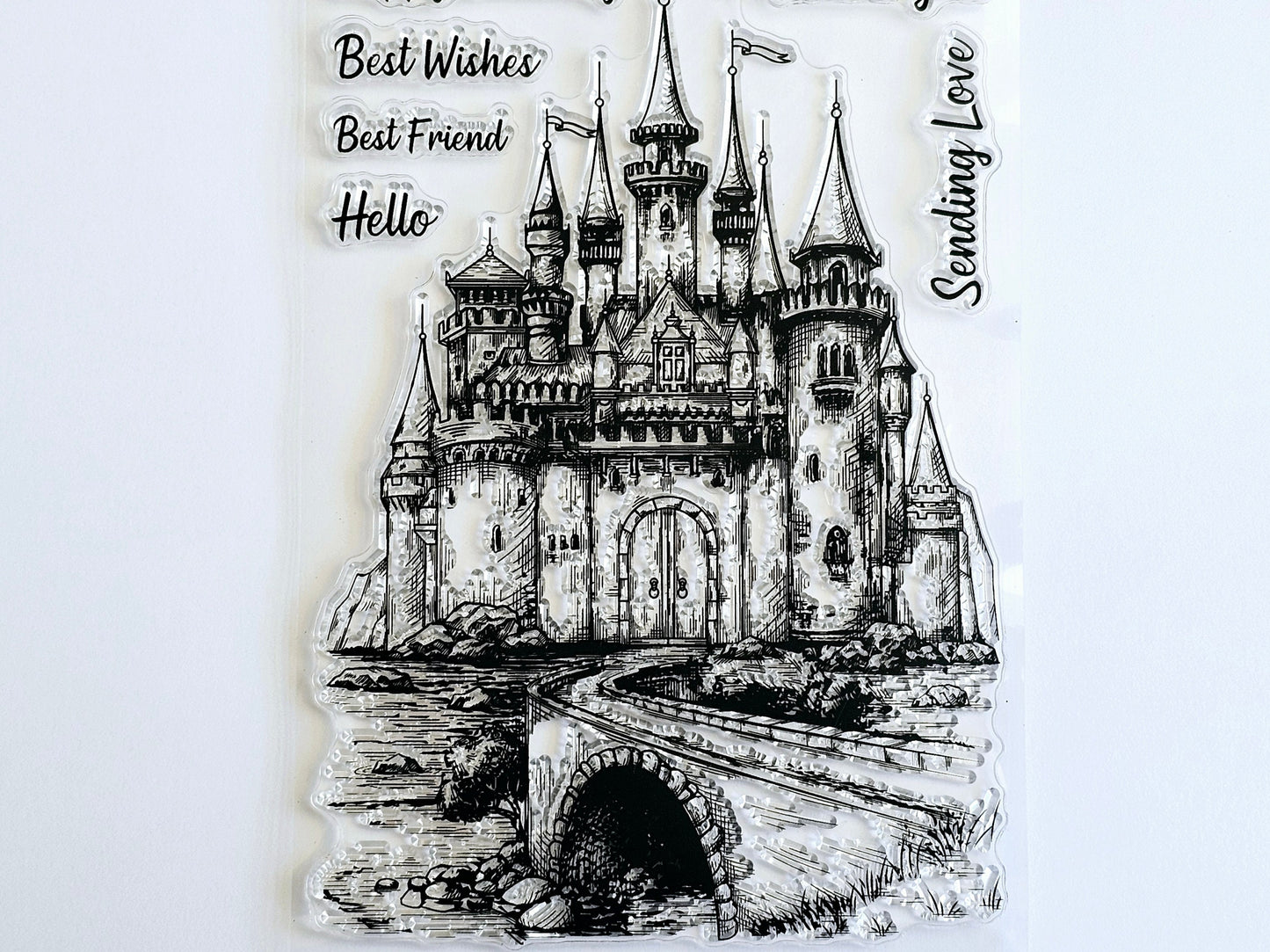 Happy Birthday Clear Stamp Set - Castle Background Stamp- Greeting Stamp Set for Handmade Cards and Scrapbooking