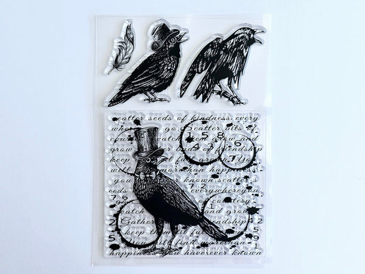 Raven stamps crow stamps background grimoire stamps