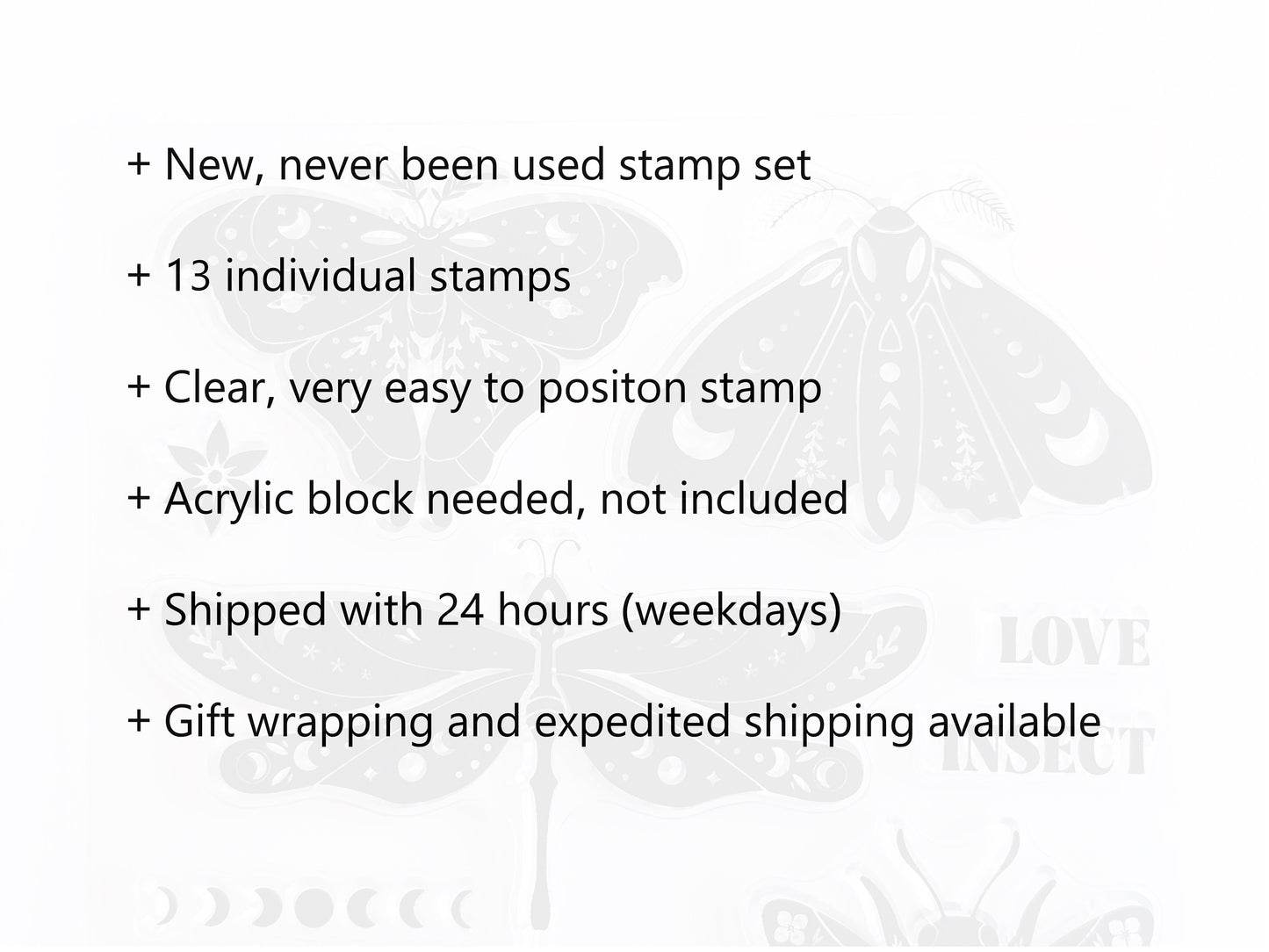 Halloween Stamp Set - Insect Clear Stamp Set - Bug Stamps for Handmade Cards and Scrapbooking - Witchy Stamps