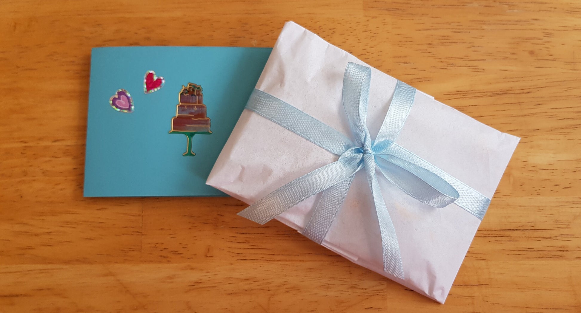 Handmade gift wrapping and note card for a small fee.