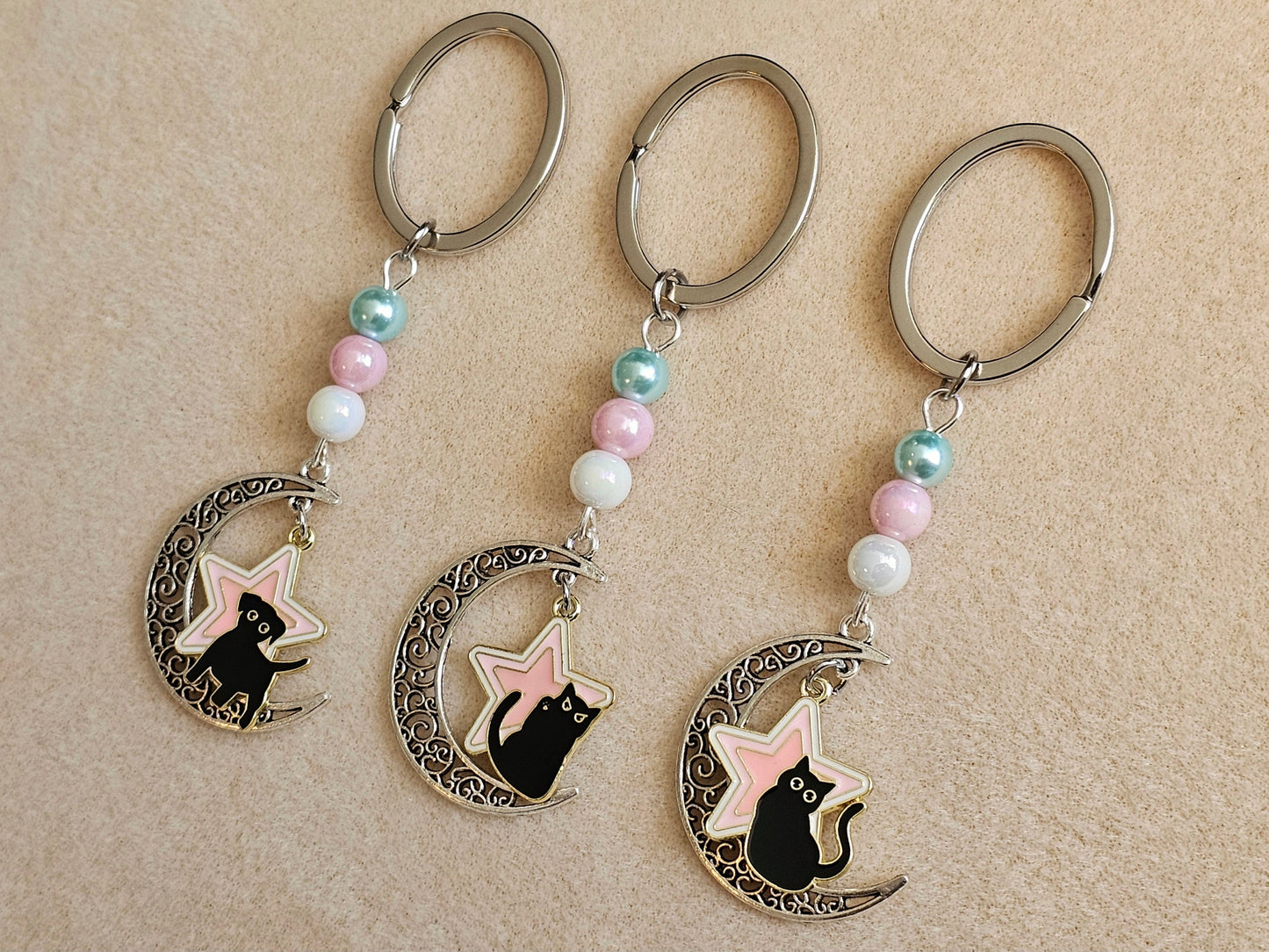 Trans Pride LGBTQ Pride Keyring, Cat Keyring Dog Keychain, Crescent Moon Keychain, Star Keyring