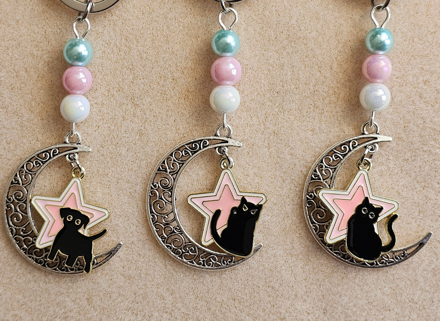 Trans Pride LGBTQ Pride Keyring, Cat Keyring Dog Keychain, Crescent Moon Keychain, Star Keyring