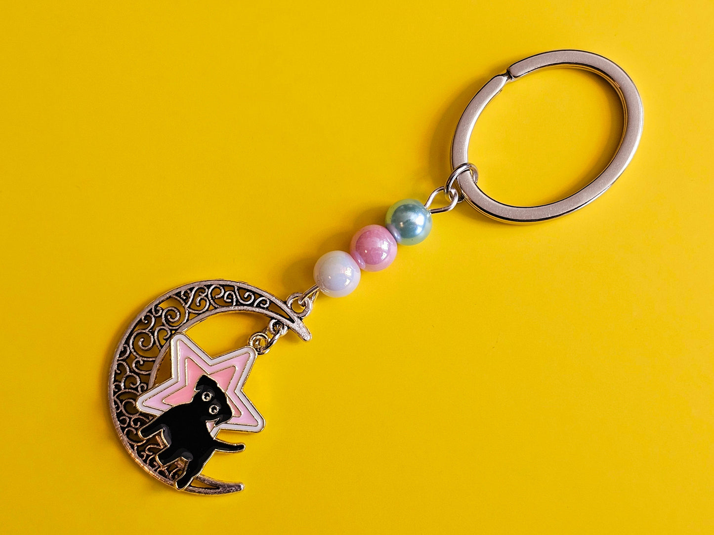 Trans Pride LGBTQ Pride Keyring, Cat Keyring Dog Keychain, Crescent Moon Keychain, Star Keyring