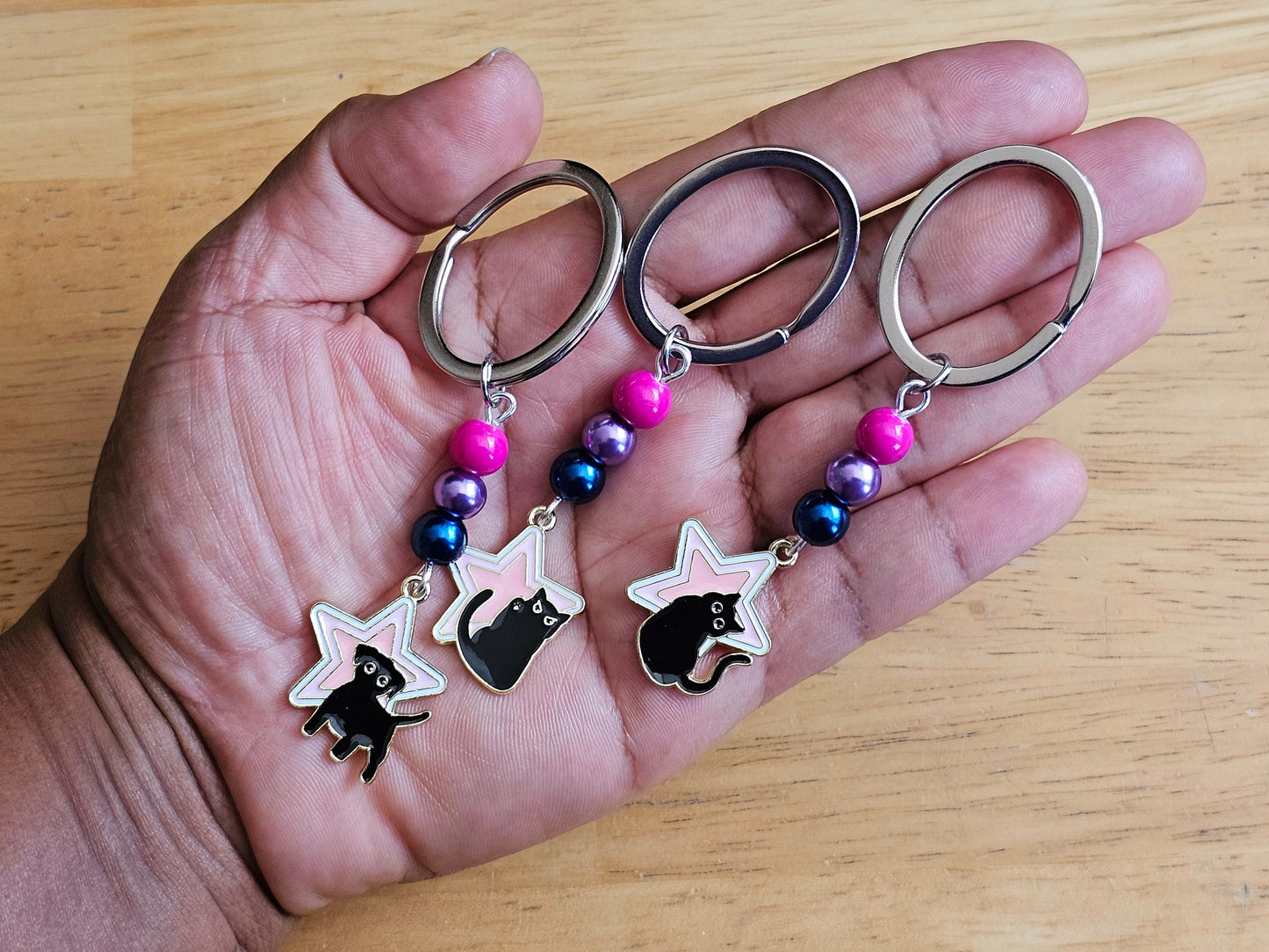 Bisexual Pride Keychain Cat Keyring Dog Key Fob LGBTQ+ Pride Star Keychain