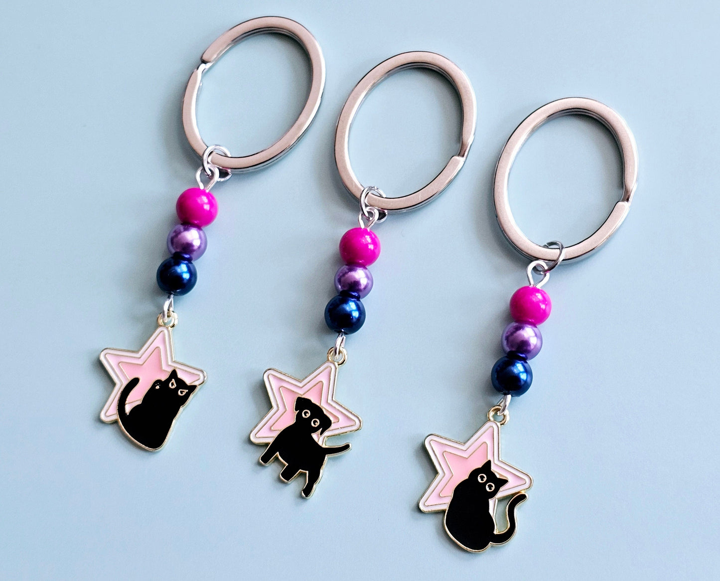 Bisexual Pride Keychain Cat Keyring Dog Key Fob LGBTQ+ Pride Star Keychain