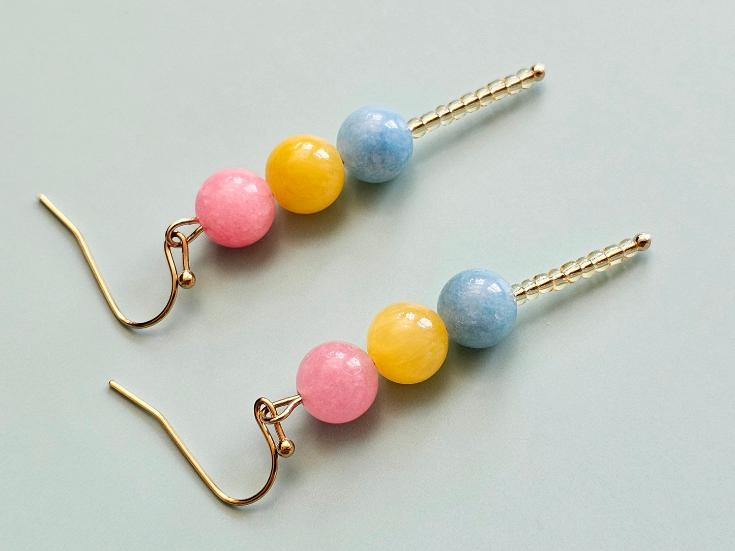 Pansexual Pride Dango Earrings Handmade LGBTQ+ Pride Gemstone Earrings Hypoallergenic Mini Food Earring Dessert Jewelry LGBTQ+ Jewelry Gift