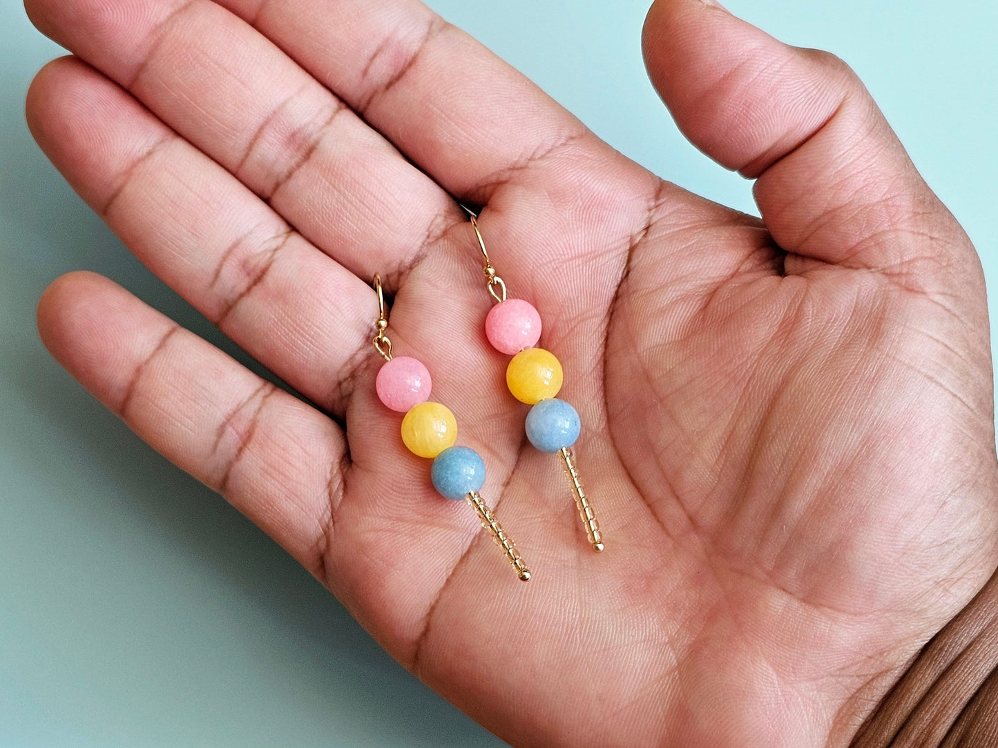 Pansexual Pride Dango Earrings Handmade LGBTQ+ Pride Gemstone Earrings Hypoallergenic Mini Food Earring Dessert Jewelry LGBTQ+ Jewelry Gift