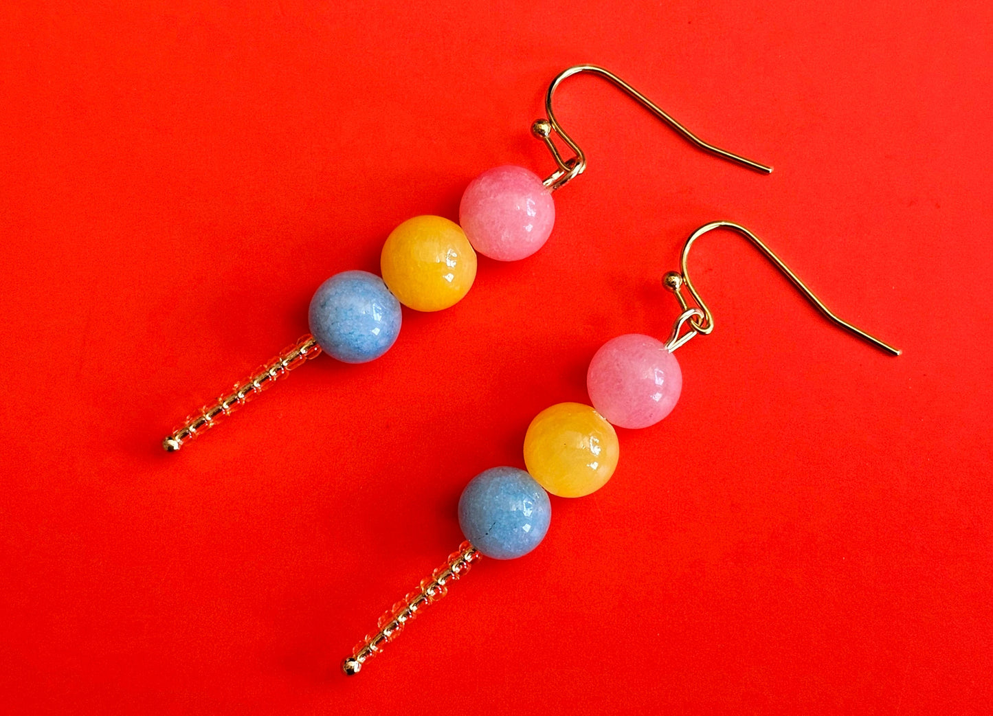 Pansexual Pride Dango Earrings Handmade LGBTQ+ Pride Gemstone Earrings Hypoallergenic Mini Food Earring Dessert Jewelry LGBTQ+ Jewelry Gift