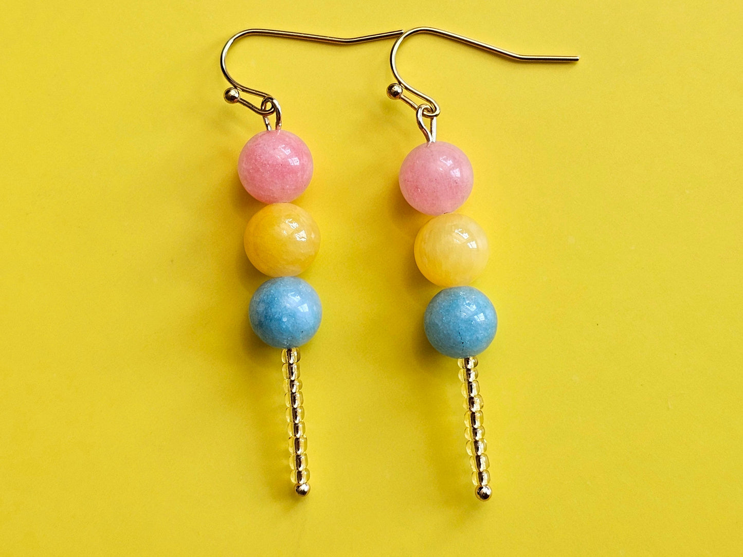 Pansexual Pride Dango Earrings Handmade LGBTQ+ Pride Gemstone Earrings Hypoallergenic Mini Food Earring Dessert Jewelry LGBTQ+ Jewelry Gift