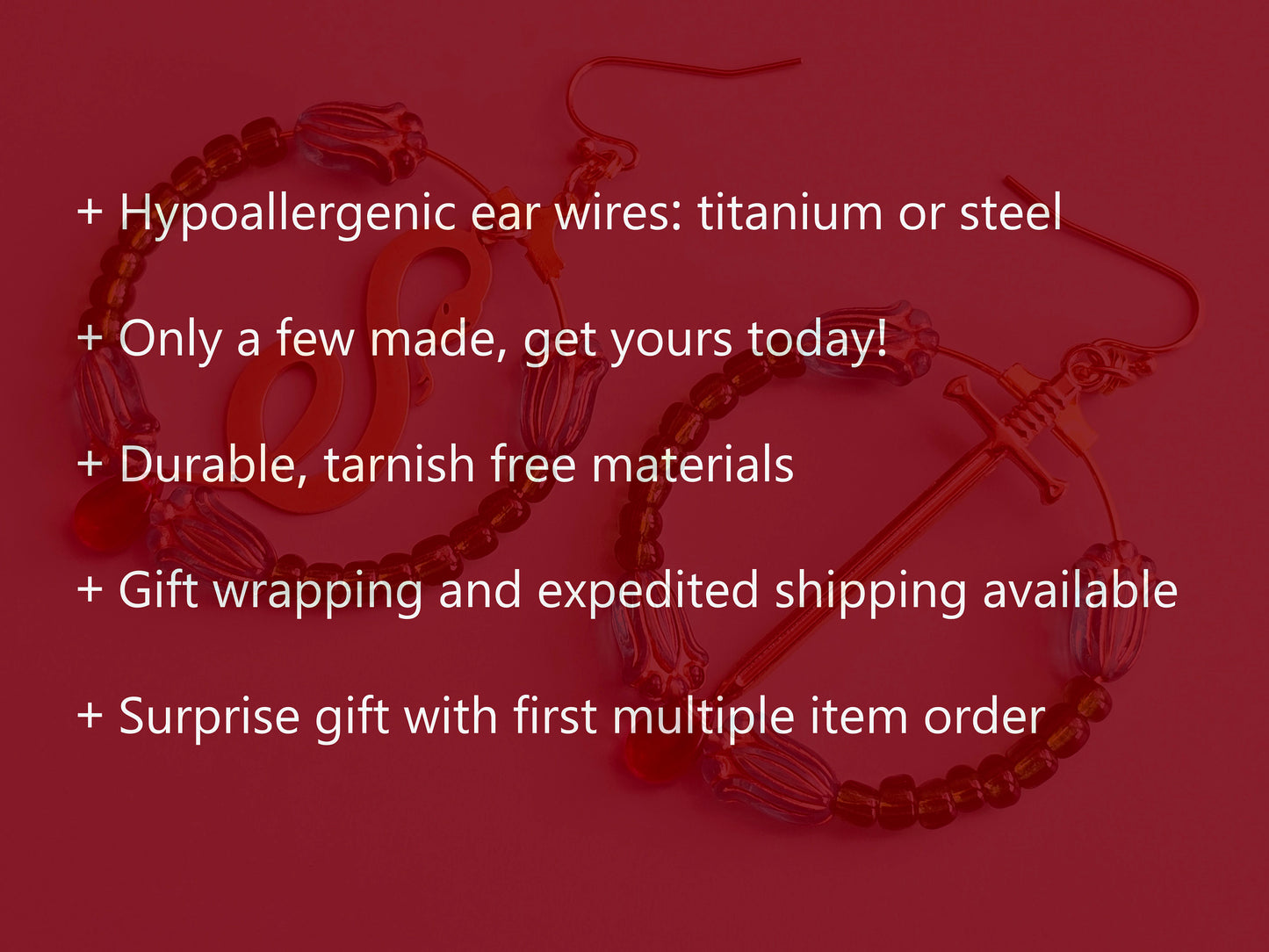 Hypoallergenic titanium ear wires 

Gift wrapping and expedited shipping