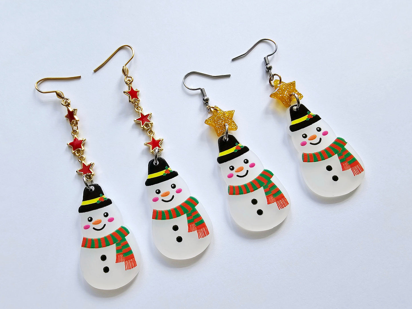 Handmade Snowman Earrings - Hypoallergenic for Sensitive Ears - Christmas Earrings