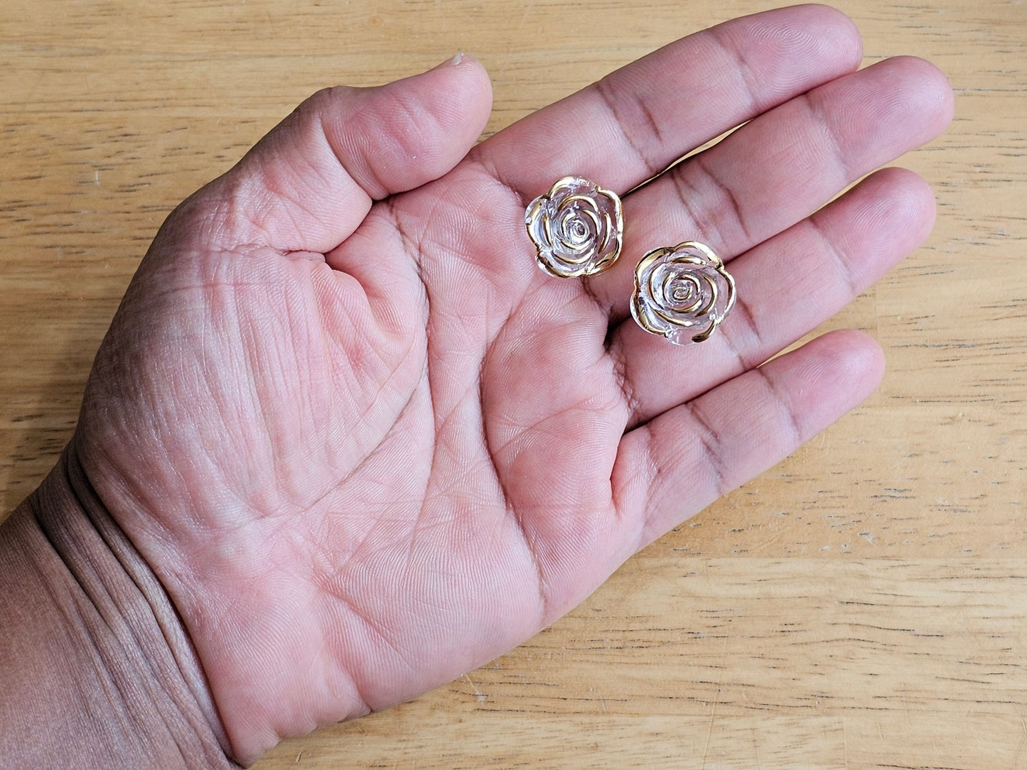 Handmade Rose Studs - Titanium Stud Earrings - Hypoallergenic for Sensitive Ears