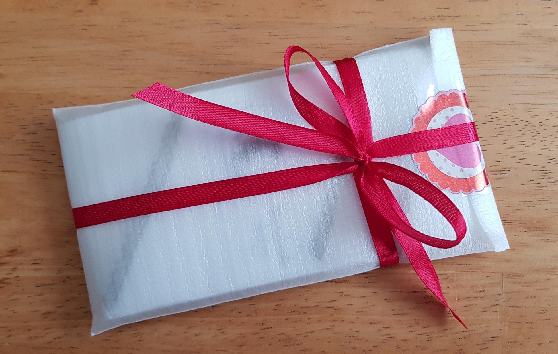 Handmade gift wrapping and note card for a small fee.