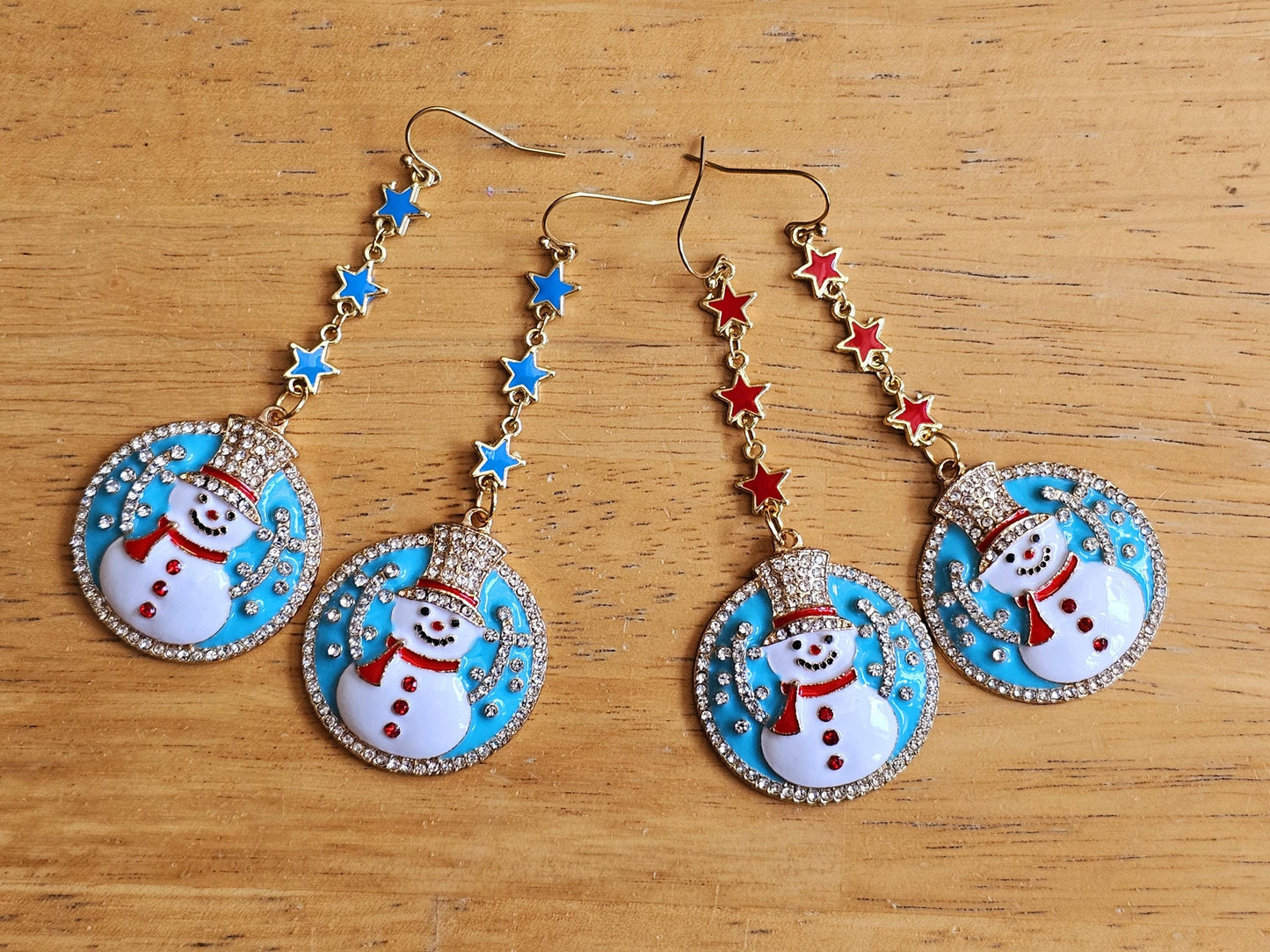 Red earrings blue earrings for Christmas