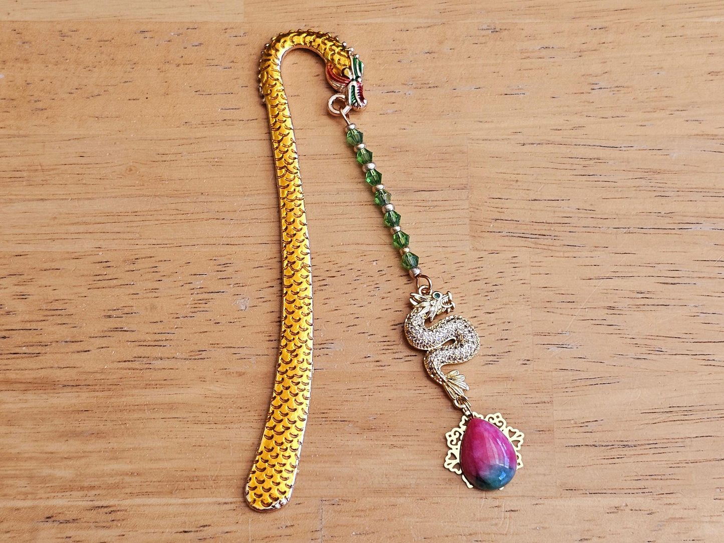 Luxury Dragon Bookmark Gemstone Hook Bookmark