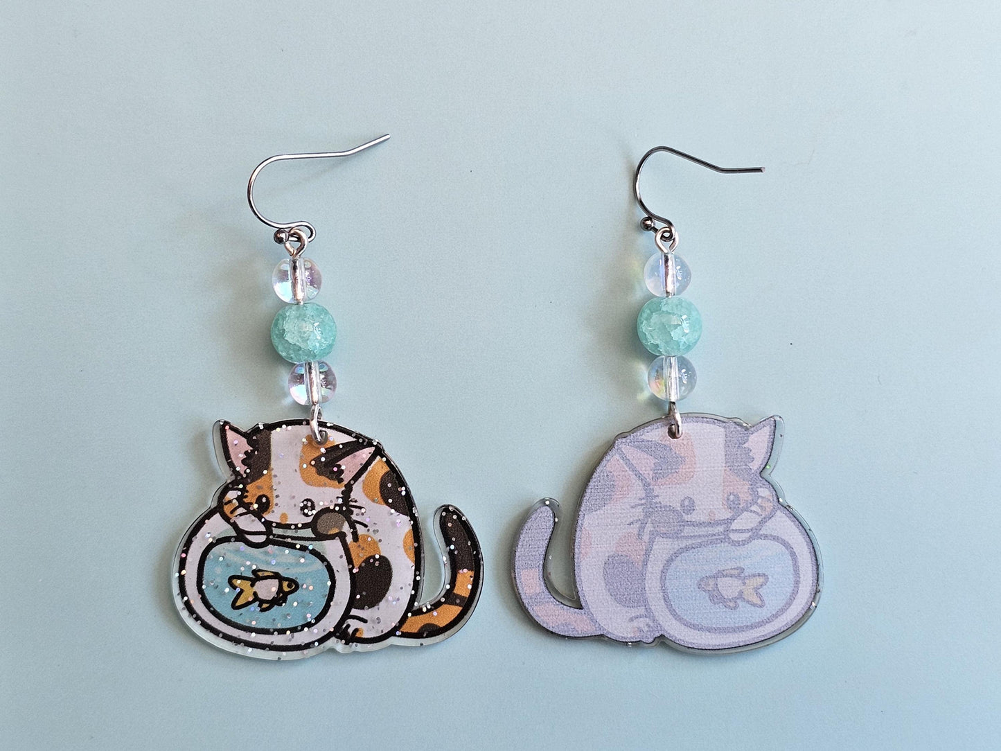 Handmade Cat Earrings - Hypoallergenic Goldfish Earrings for Sensitive Ears