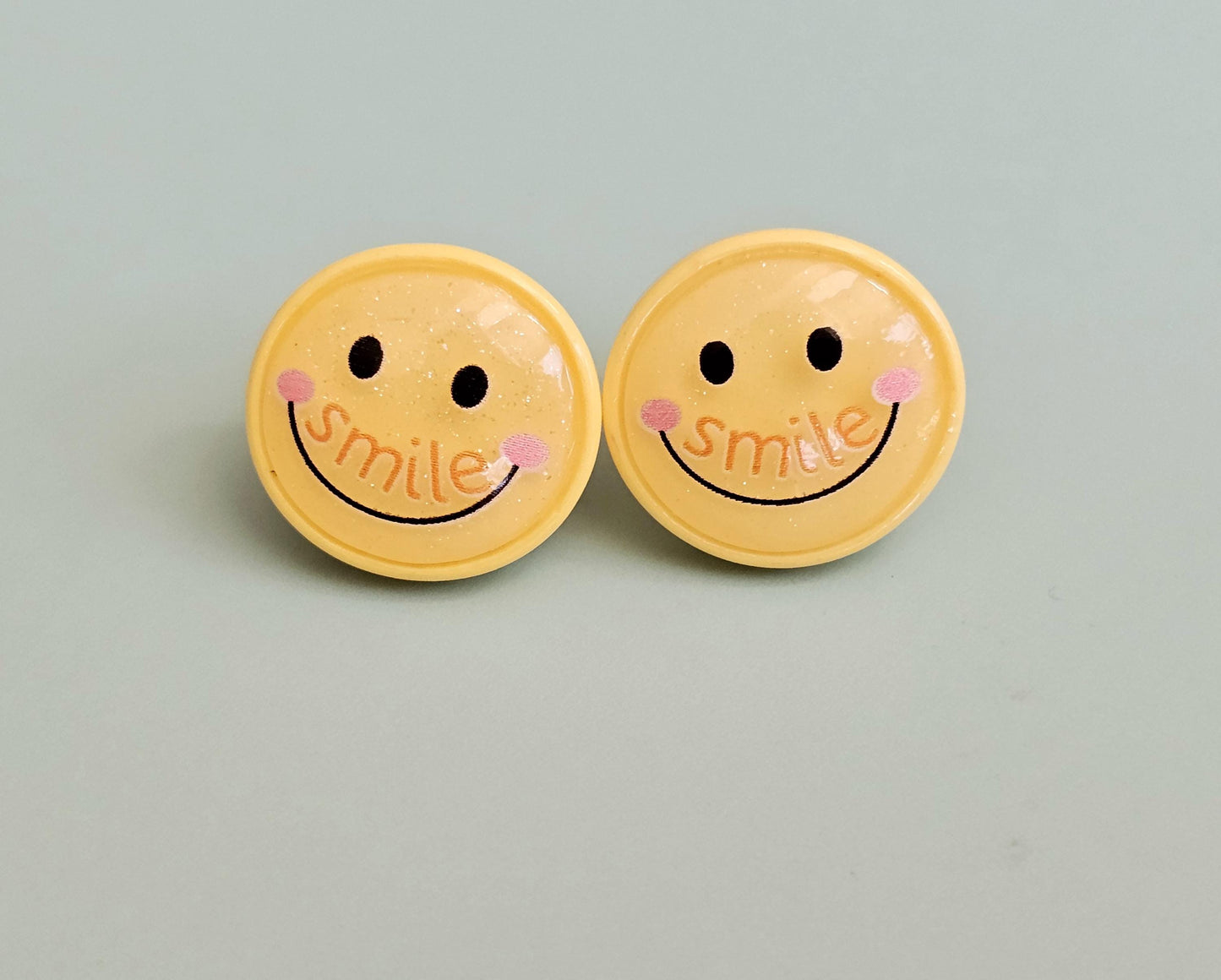 Happy Face Suds Smiling Face Earrings Hypoallergic Studs for Sensitive Ears Chunky Jewelry Gifts Back to School Gift for Girl Labor Day SALE