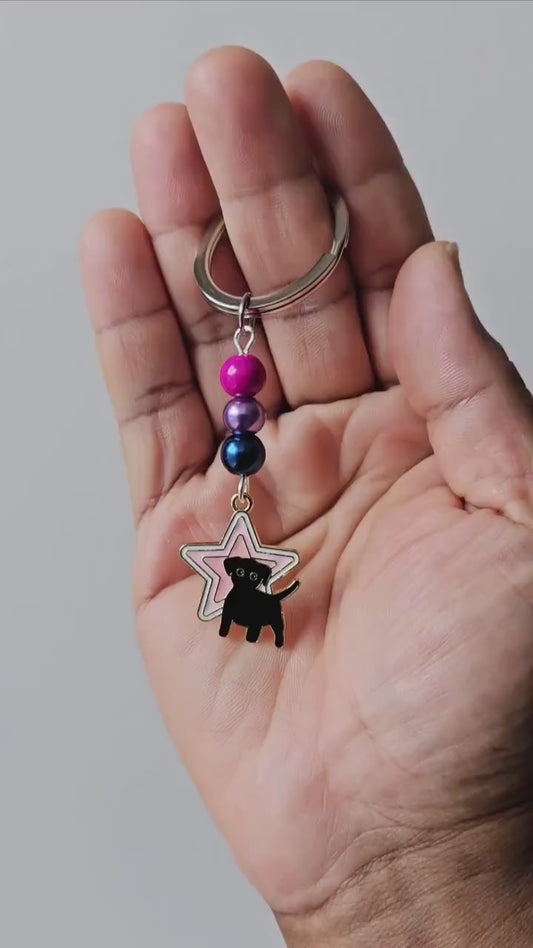 Bisexual Pride Keychain Cat Keyring Dog Key Fob LGBTQ+ Pride Star Keychain