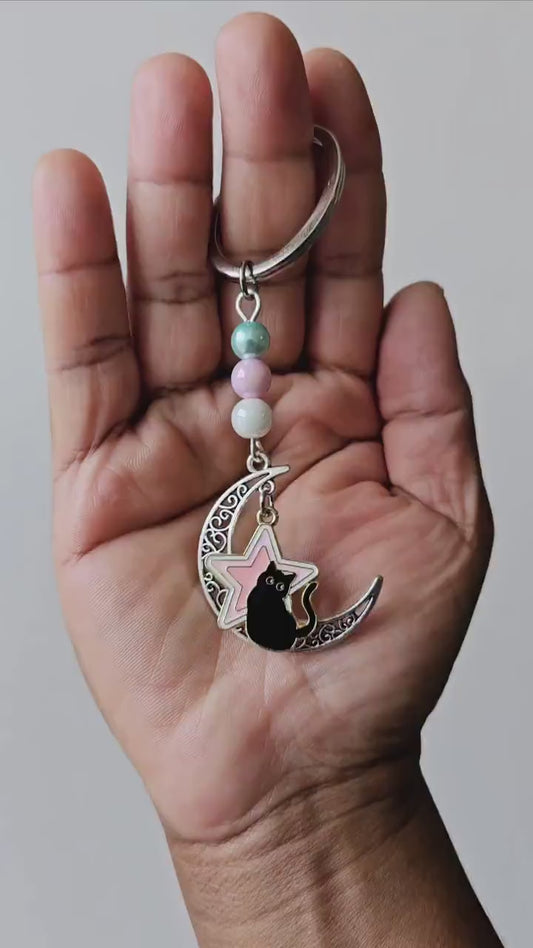 Trans Pride LGBTQ Pride Keyring, Cat Keyring Dog Keychain, Crescent Moon Keychain, Star Keyring