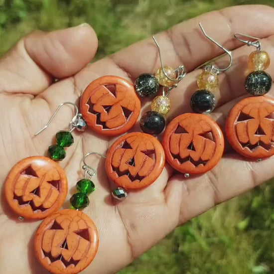 Jack O' Lantern Earrings, Hypoallergenic Halloween Pumpkin Earrings, Handmade Christmas Gift, Holiday Gifts, Pumpkin Gift, Cyber Monday SALE