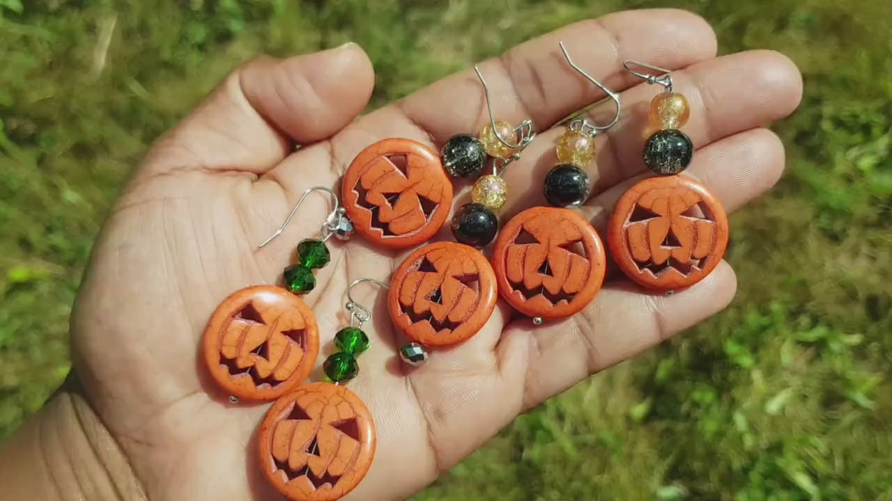 Jack O' Lantern Earrings, Hypoallergenic Halloween Pumpkin Earrings, Handmade Christmas Gift, Holiday Gifts, Pumpkin Gift, Cyber Monday SALE