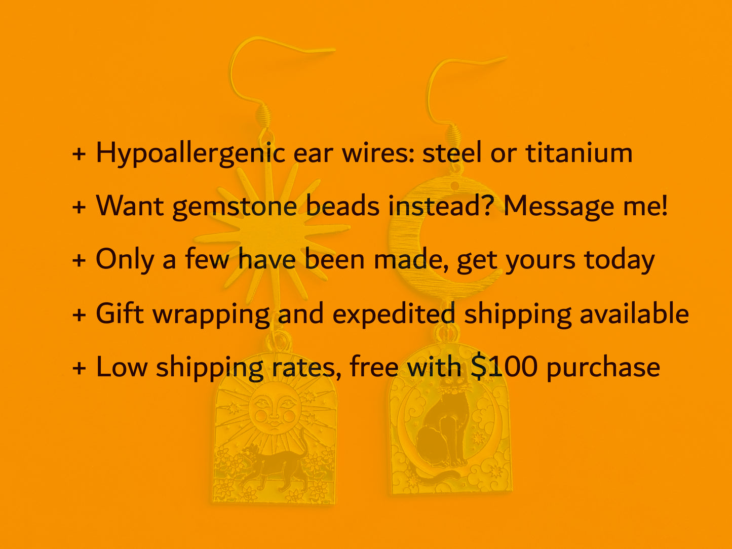 a pair of earrings with the words hypoplegenic ear wires set or