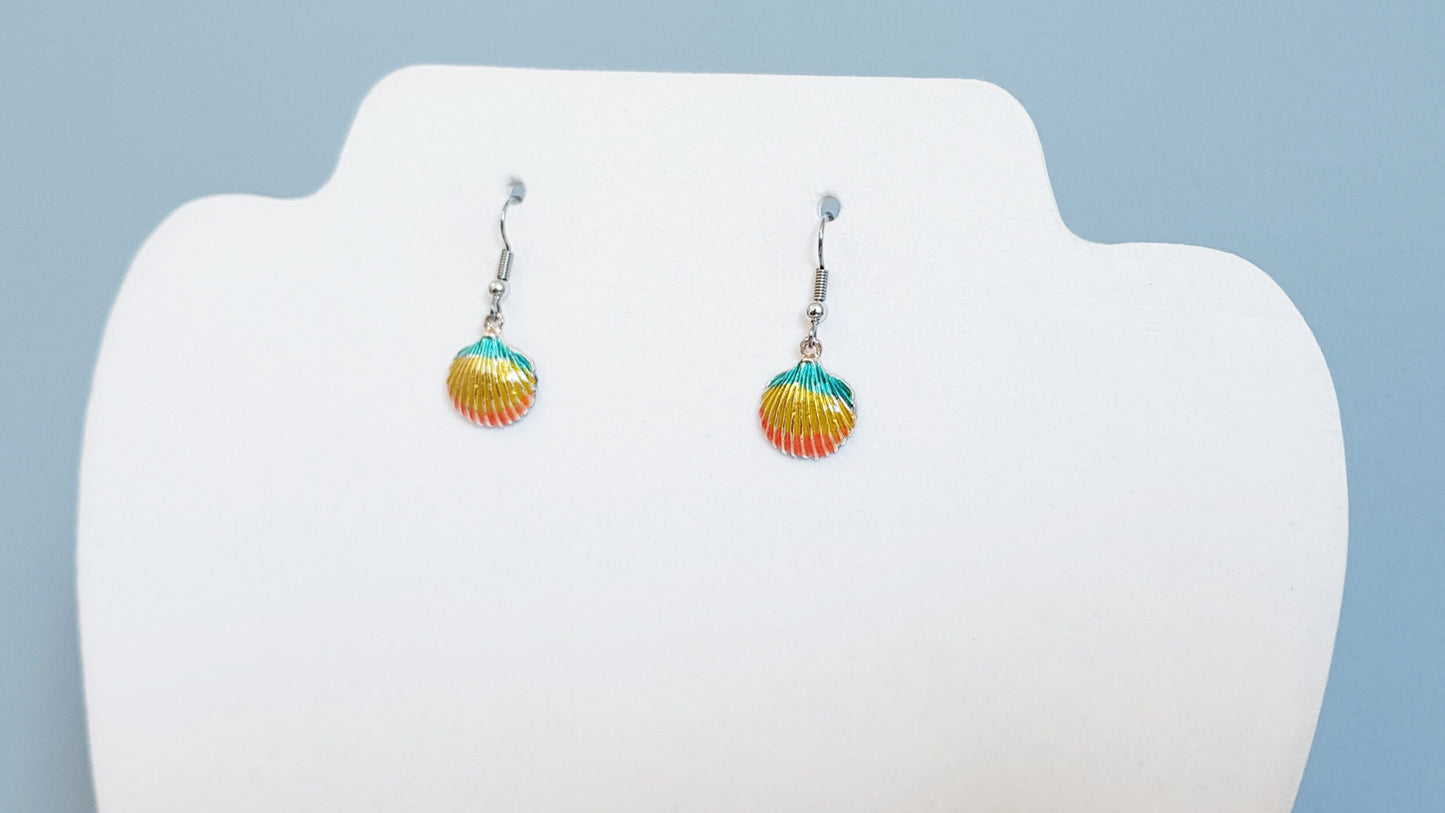 Dainty Scallop Sea Shell Enamel Earrings - Handmade Marine Biology Gift